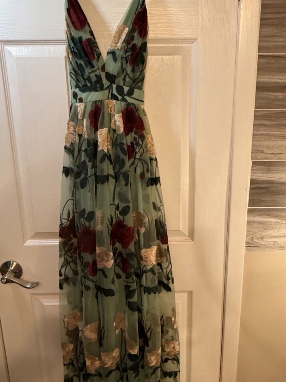 Windsor Charena Formal Embroidered Floral Tulle Maxi Dress - Mint - S